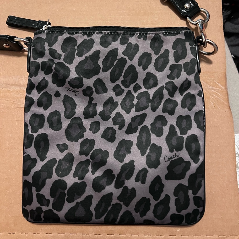 Coach Black and Gray Leopard Print Crossbody Bag - Picture 2 of 3